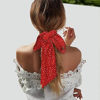 NOUZU Red And White Polka Dots print Hair Scarf for Women
